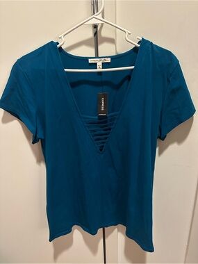 🆕 Express Deep V Slashed Teal Women's Top